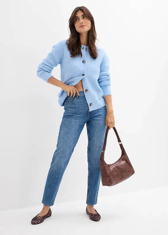 Mom jeans cropped, vita alta, bonprix