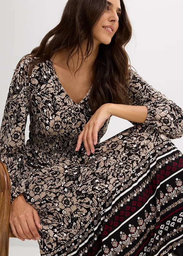 Abito lungo in morbido misto viscosa ed elastan, bonprix