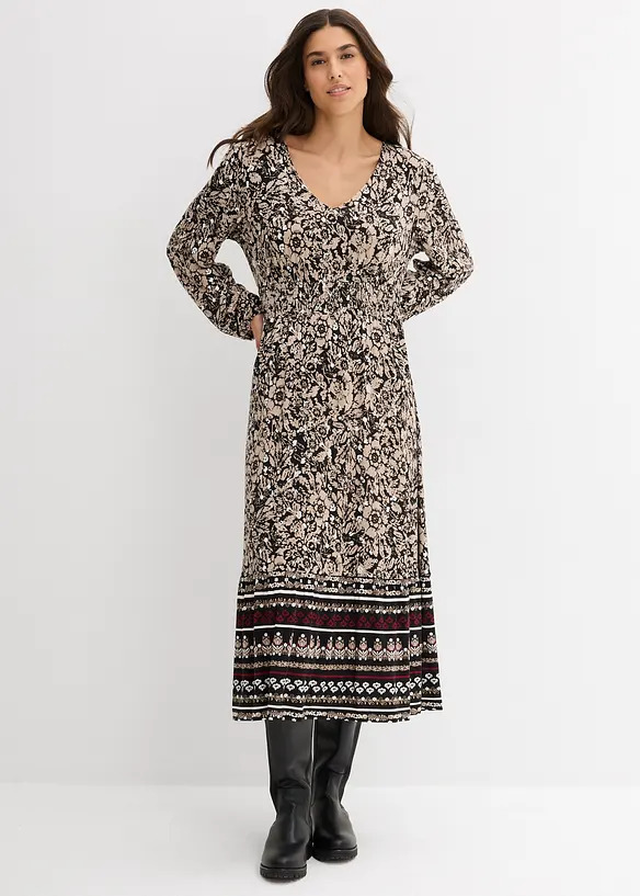 Abito lungo in morbido misto viscosa ed elastan, bonprix