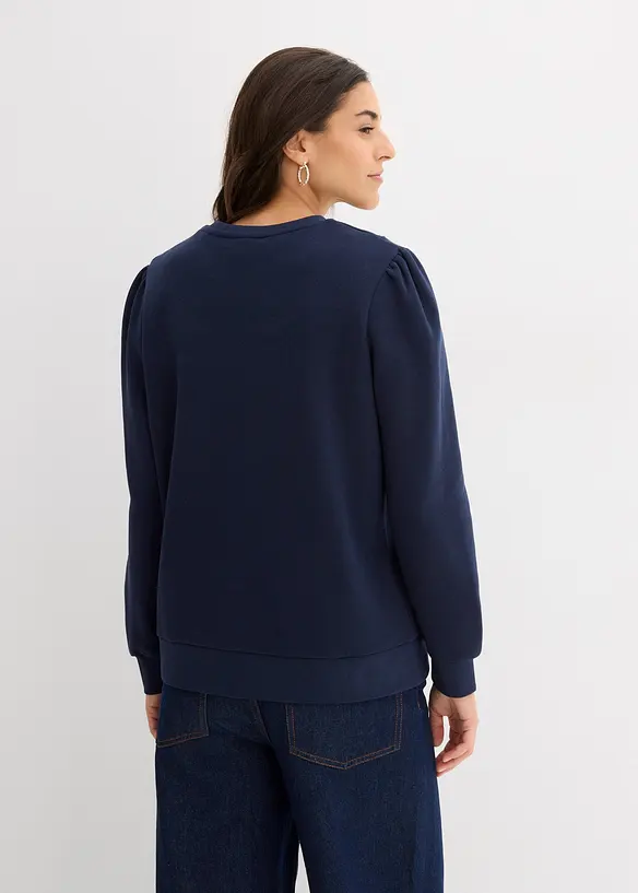 Felpa in misto cotone con ricamo, bonprix