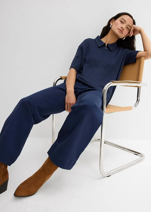 Pantaloni 7/8 larghi in misto cotone biologico elasticizzato, bonprix
