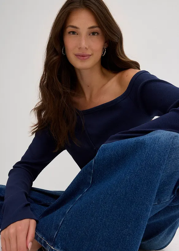 Maglia a costine a maniche lunghe, bonprix