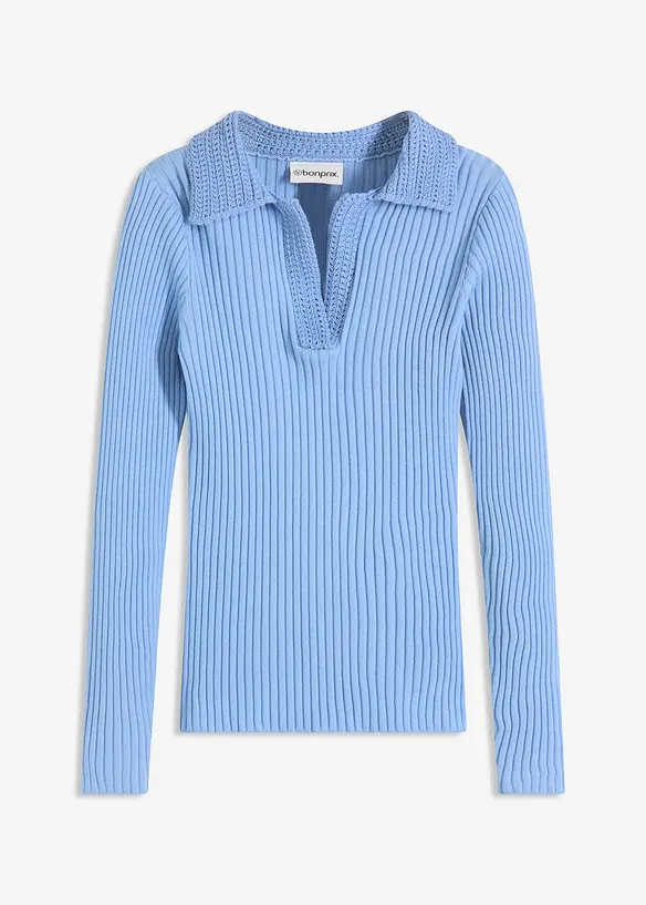 Maglia in filato fine con colletto raffinato, bonprix