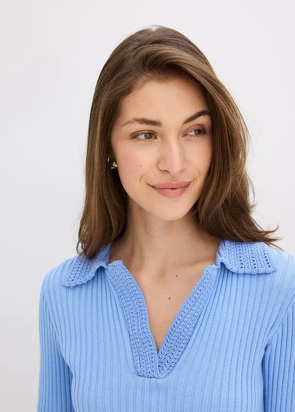 Maglia in filato fine con colletto raffinato, bonprix