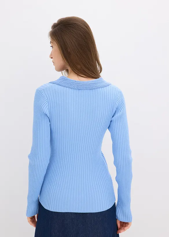 Maglia in filato fine con colletto raffinato, bonprix