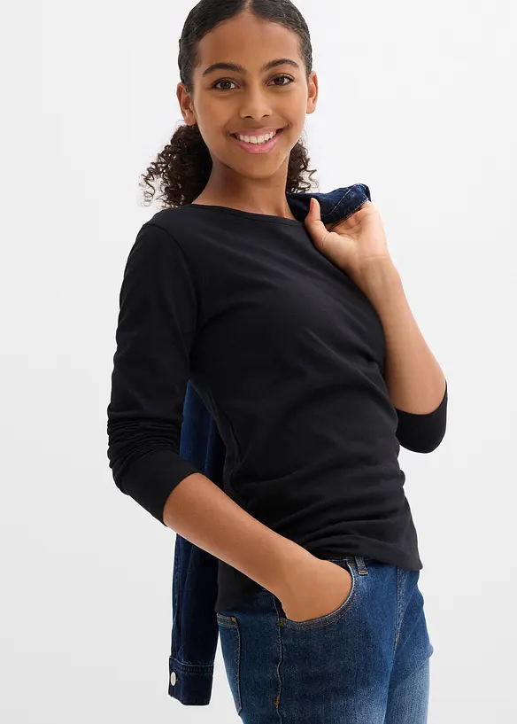Maglia a maniche lunghe in puro cotone (pacco da 3), bonprix