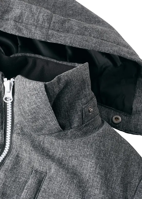 Giacca invernale imbottita in color block con cappuccio, bonprix