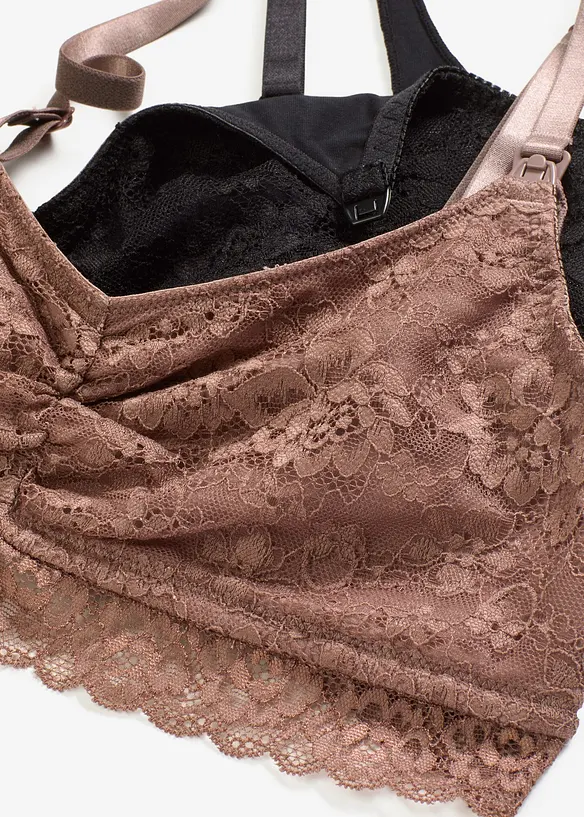 Reggiseno da allattamento con pizzo e cotone biologico (pacco da 2), bonprix