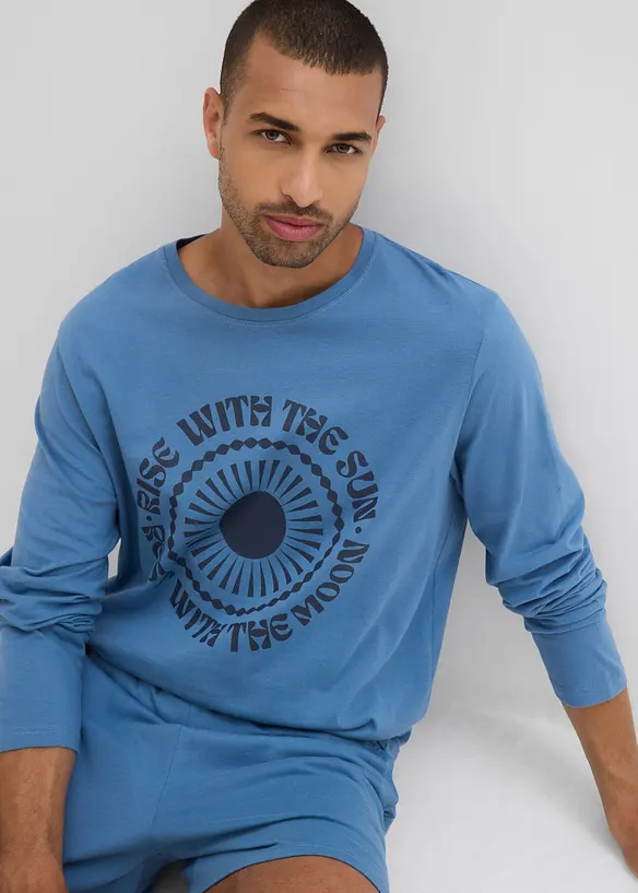 Pigiama corto in puro cotone biologico con maniche lunghe, bonprix