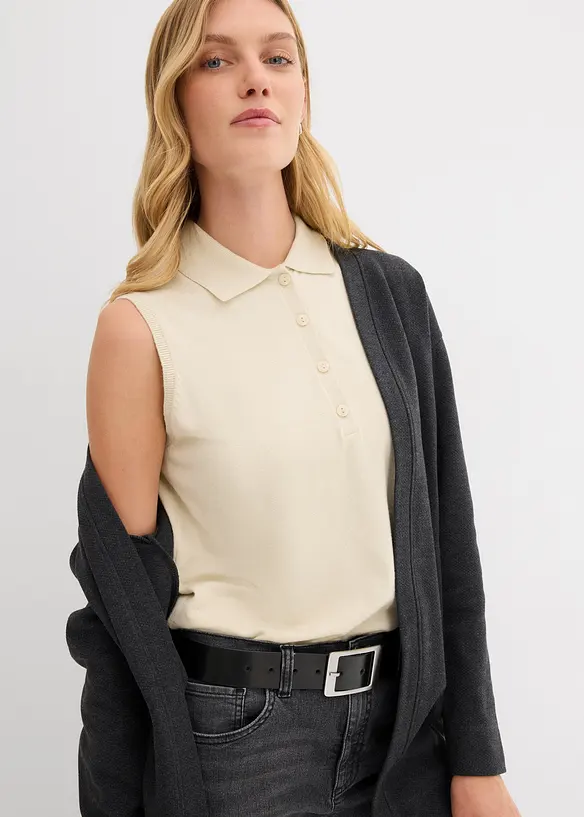 Felpa con zip lunga in misto cotone morbido, bonprix