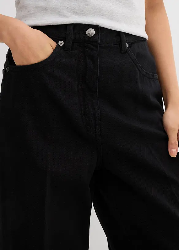 Pantaloni in twill di puro cotone con piega, bonprix