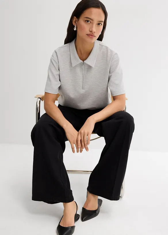 Pantaloni in twill di puro cotone con piega, bonprix