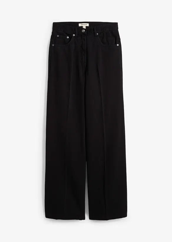 Pantaloni in twill di puro cotone con piega, bonprix