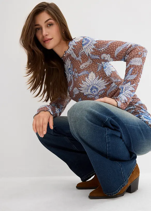 Maglia a maniche lunghe in mesh fine, bonprix