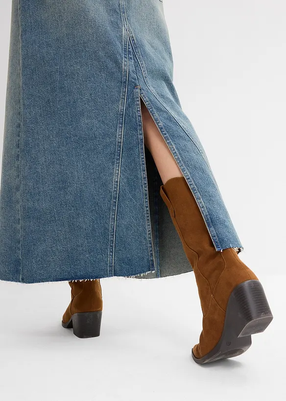 Gonna maxi di jeans, vita media, bonprix