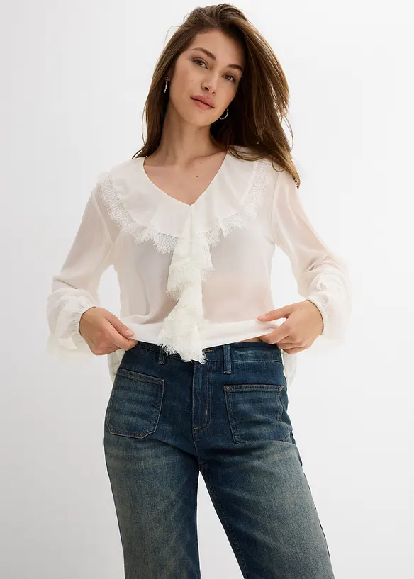 Jeans a zampa, vita media, bonprix