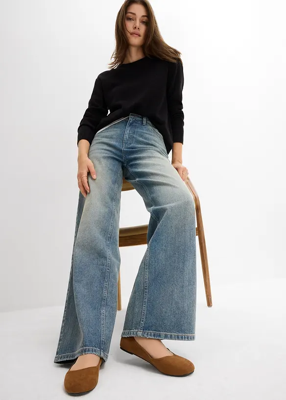 Jeans wide leg, vita alta, bonprix