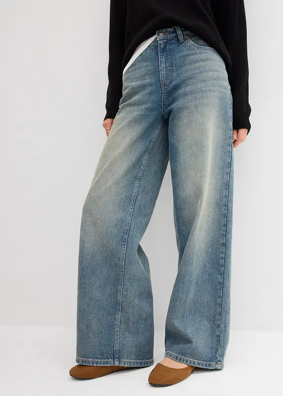 Jeans wide leg, vita alta, bonprix
