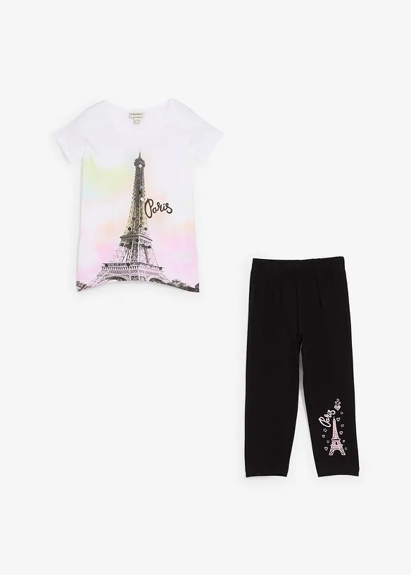Maglia e leggings a pinocchietto in puro cotone biologico (set 2 pezzi), bonprix