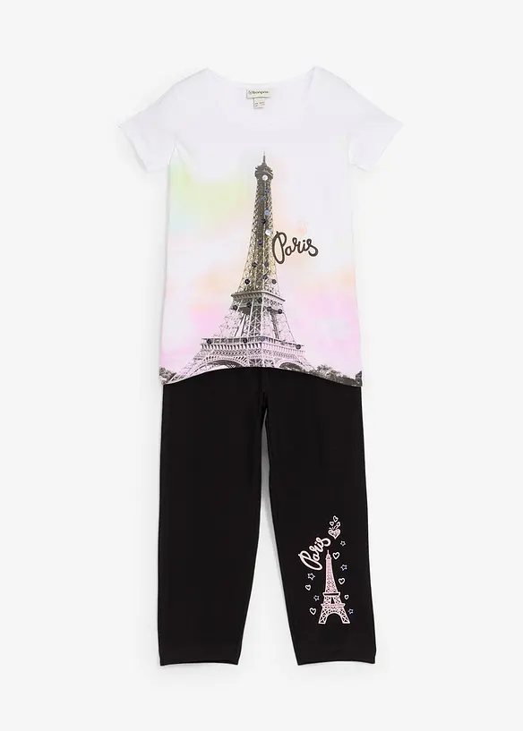 Maglia e leggings a pinocchietto in puro cotone biologico (set 2 pezzi), bonprix