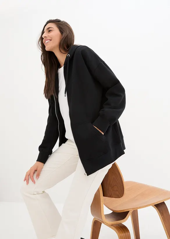 Felpa con zip e cappuccio, bonprix