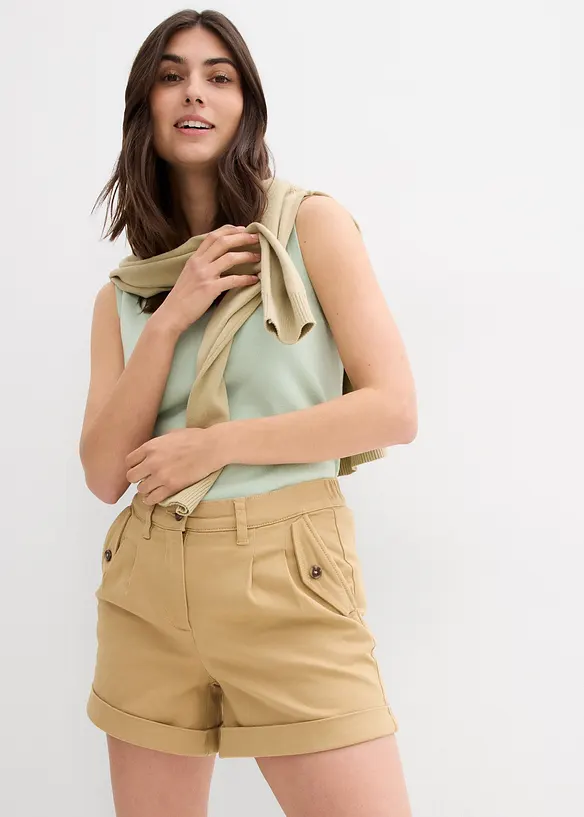 Shorts in twill a vita alta, bonprix