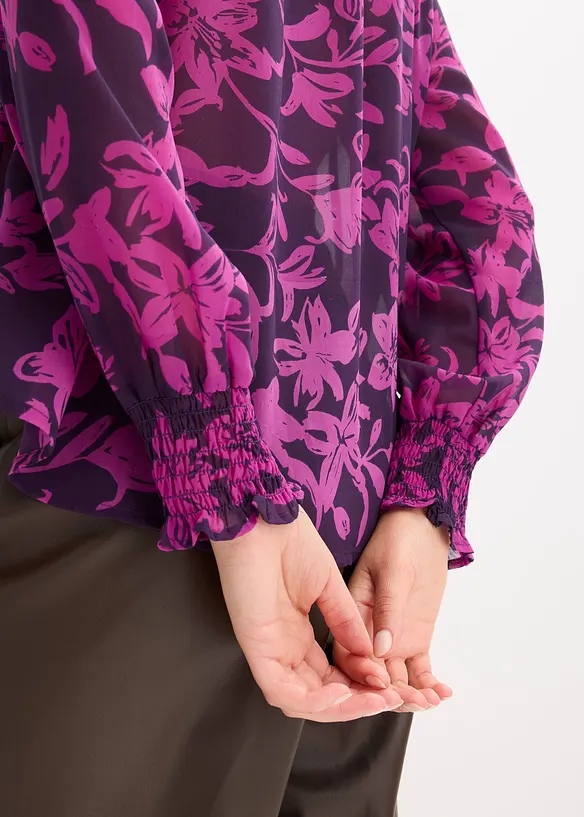 Camicetta di chiffon con dettagli smock, bonprix