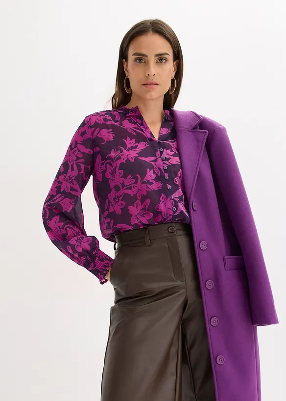 Camicetta di chiffon con dettagli smock, bonprix