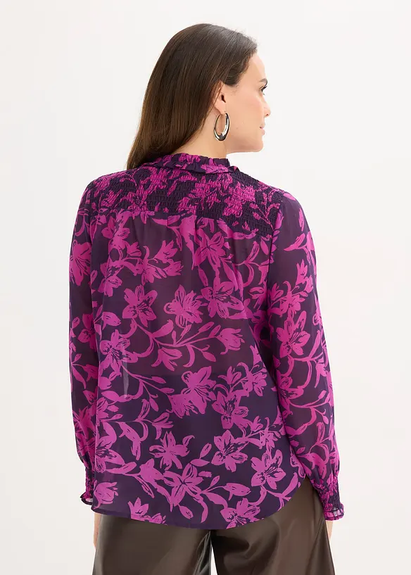 Camicetta di chiffon con dettagli smock, bonprix