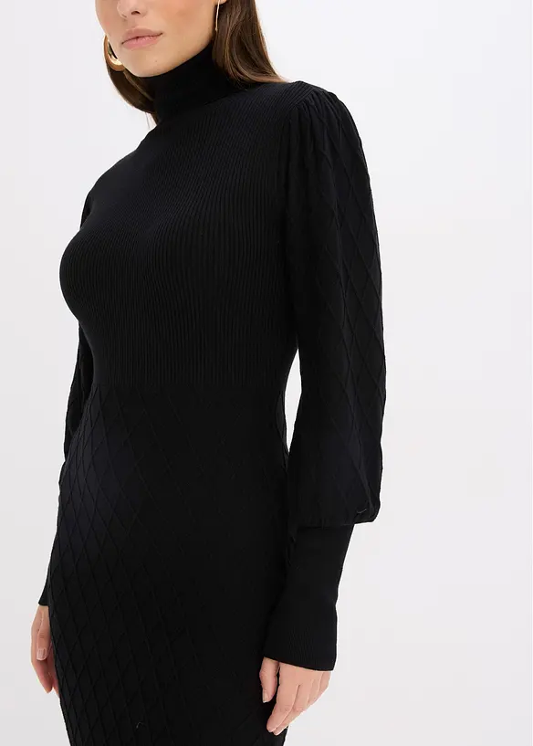 Abito in maglia a collo alto, bonprix