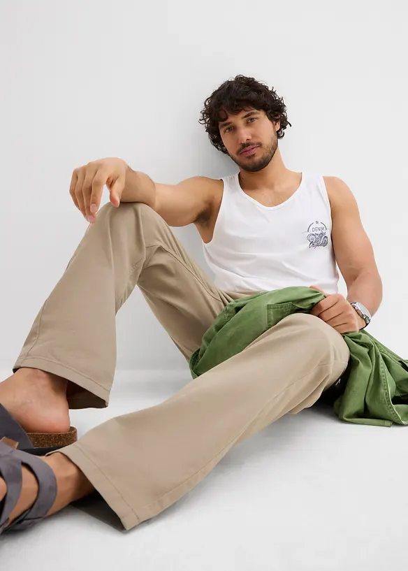 Pantaloni regular fit in twill di puro cotone, straight, bonprix