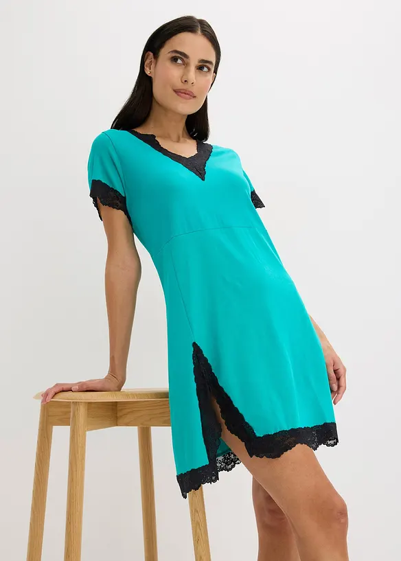 Camicia da notte corta con pizzo delicato, bonprix