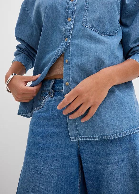 Camicia in jeans oversize in cotone biologico, bonprix
