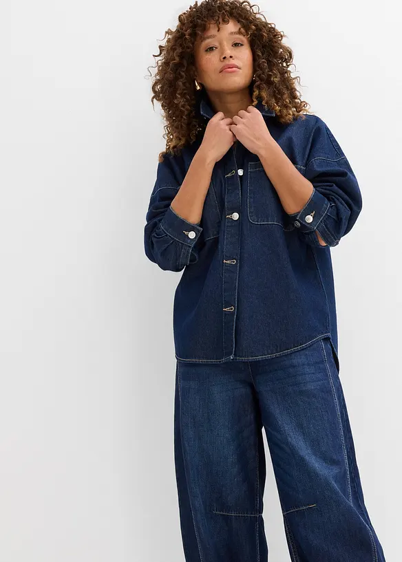 Giacca-camicia oversize in jeans di cotone biologico, bonprix