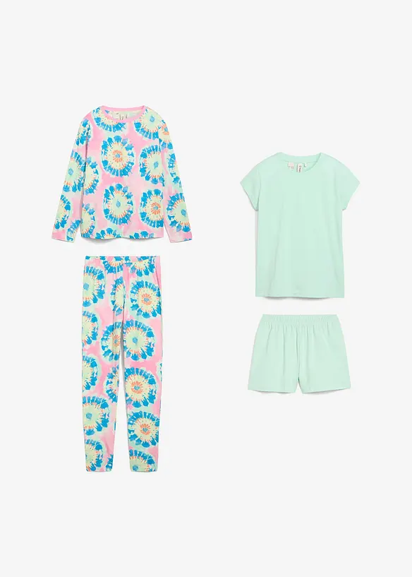 Pigiama + pigiama estivo con cotone biologico morbido (set 4 pezzi), bonprix