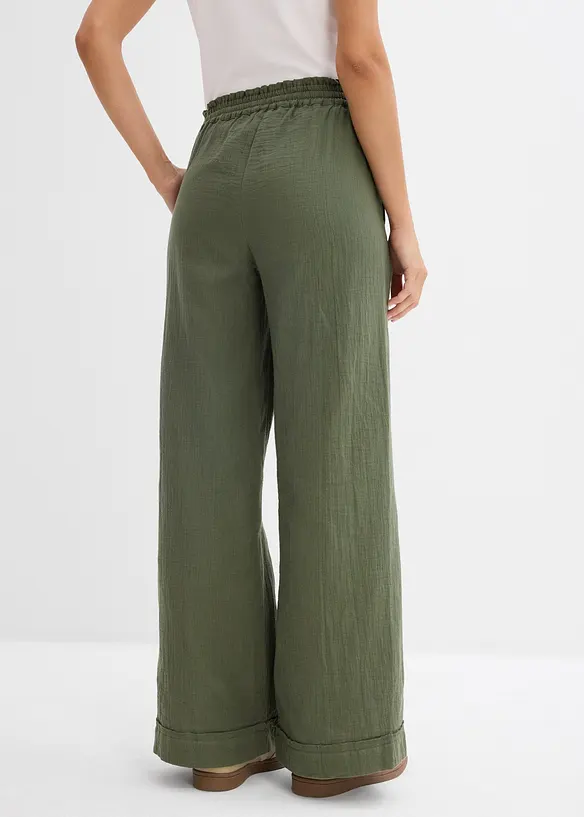 Pantaloni con elastico in vita in mussola leggera, bonprix