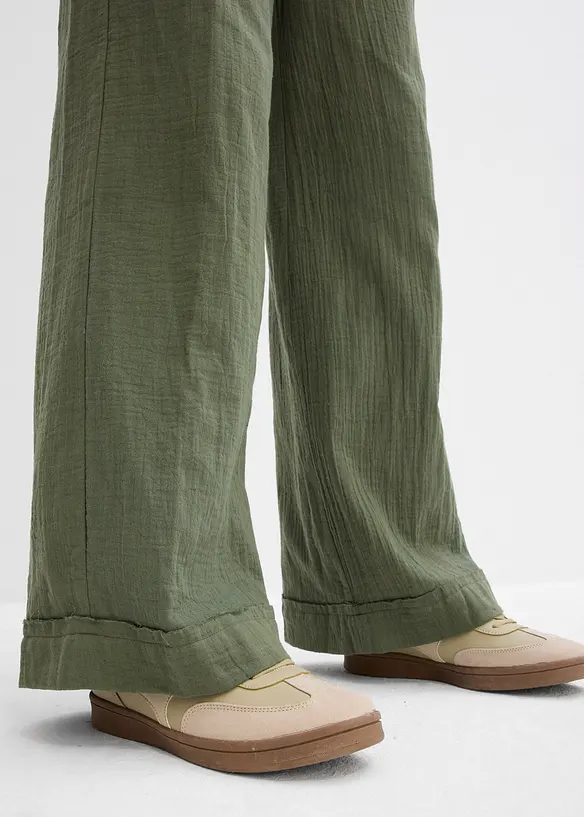 Pantaloni con elastico in vita in mussola leggera, bonprix