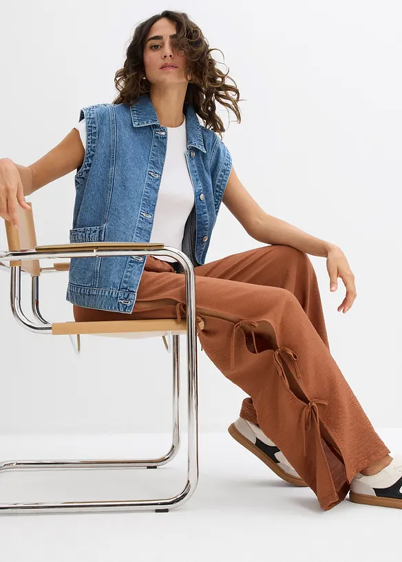 Pantaloni con elastico in vita e laccetti, bonprix
