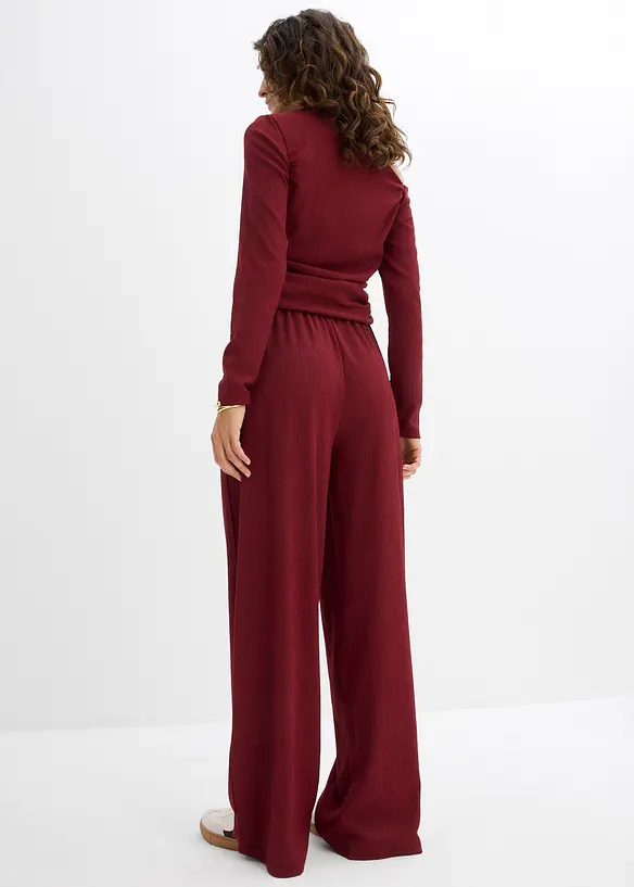 Pantaloni in crêpe operato con elastico in vita, bonprix