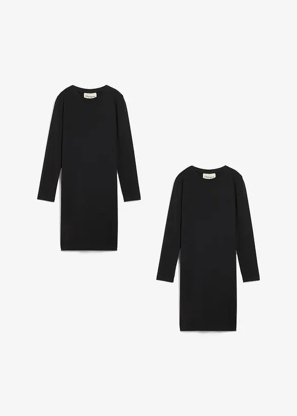 Abito di jersey in misto cotone biologico elasticizzato (pacco da 2), bonprix