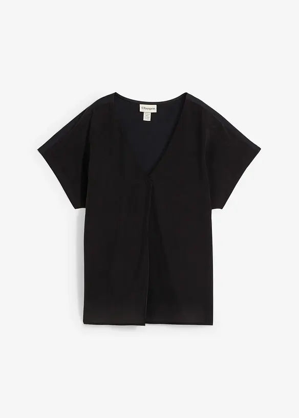Maglia in misto seta con inserto in tessuto, bonprix