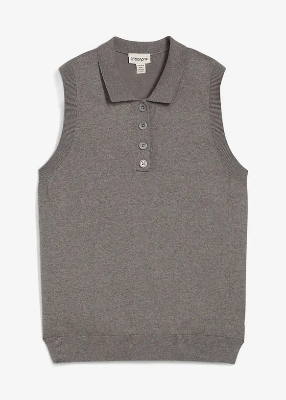 Maglione in filato fine misto seta con colletto polo, bonprix