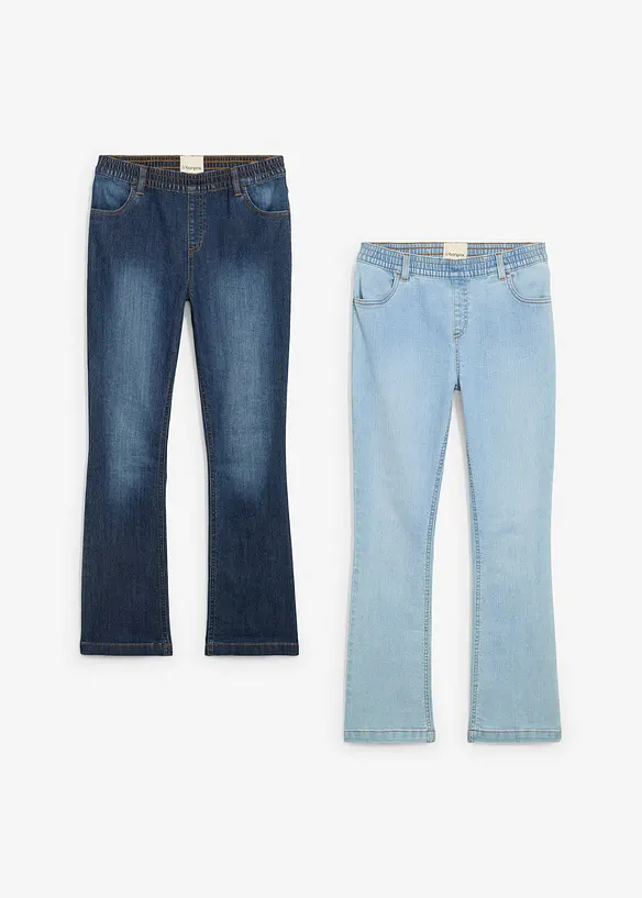 Jeans con elastico in vita, vita media (pacco da 2), bonprix