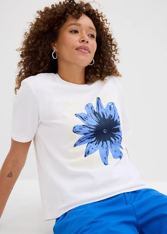 T-shirt in puro cotone con stampa, bonprix