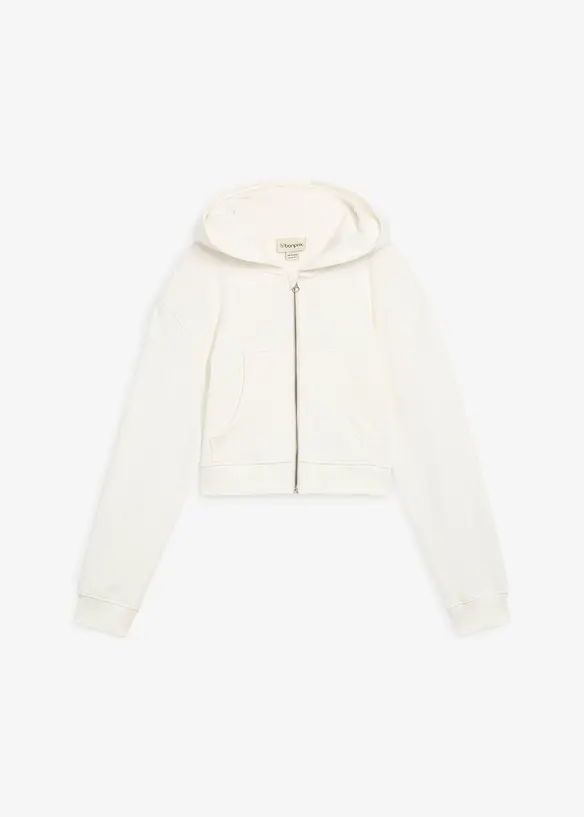 Felpa con zip e cappuccio in puro cotone biologico, bonprix