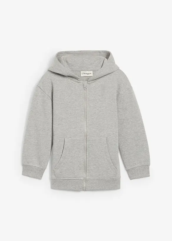 Felpa con zip e cappuccio in morbido misto cotone biologico, bonprix