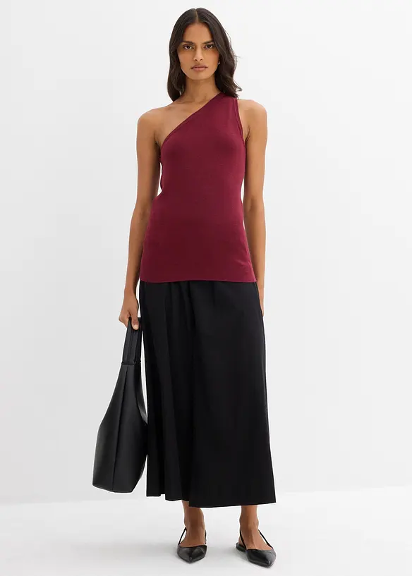 Top monospalla in maglia di misto viscosa, bonprix