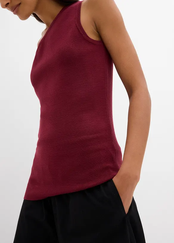 Top monospalla in maglia di misto viscosa, bonprix