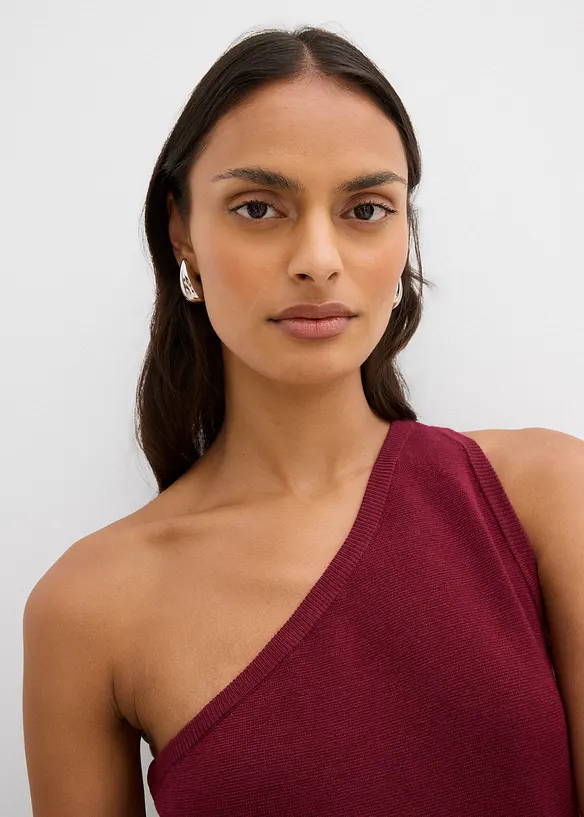 Top monospalla in maglia di misto viscosa, bonprix