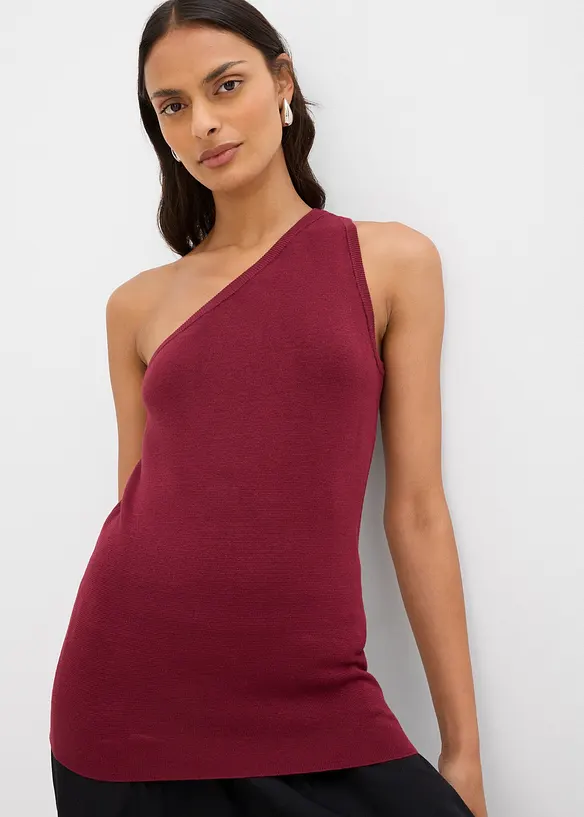 Top monospalla in maglia di misto viscosa, bonprix